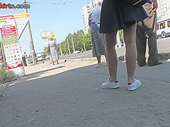 G-string Wearing Brunette Filmed In Upskirt Video Clip