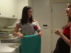 Horny Lesbian Babes Squeezed Their Round Boobs On Bed