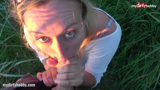 Amateur German Teen Gives POV Guy A Blowjob By The Beach