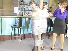 TWO GIRLS ARE DUCT TAPED AND GAGGED BY ONE LADY WOMAN