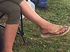 Candid Teacher Amp 039s Tanned Feet In Flip Flops
